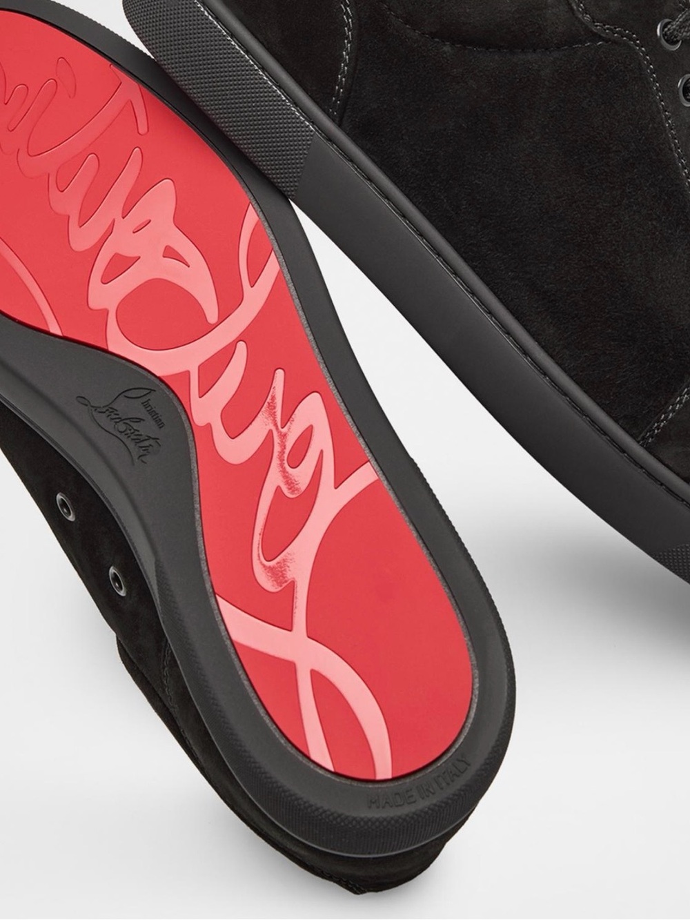 Christian Louboutin Black Suede Sneakers with Red Signature Sole